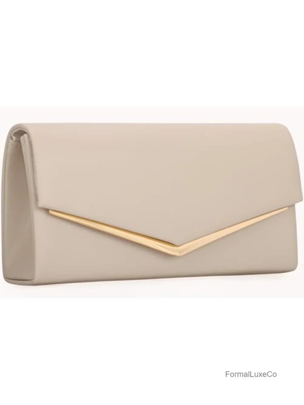 Vegan Leather Evening Clutch Purse with Gold-Tone Hardware